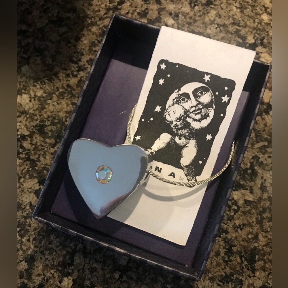 💗Pretty Luna Heart Pendant Fob Made with Recycled Aluminum & a Crystal Accent